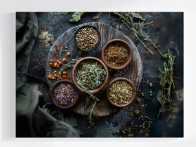 Vászonkép Canvas Konyha Főzés Fűszerek Szárított Gyógynövények 100x75