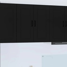 Fali konyhaszekrény polcokkal Fekete 80 x 31 x 80 cm Faanyag