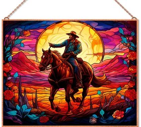 Cowboy díszüveg üvegkép, falikép