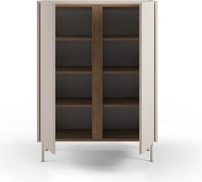 Krémszínű-natúr színű szekrény tölgyfa dekorral 90x120x40 cm Lucile – Marckeric