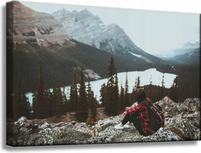 Vászonkép Emberek Hegyek Nő az ösvényen 60x40