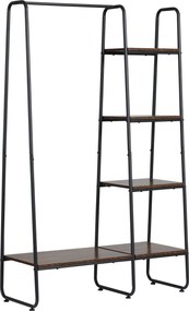 HOMCOM Fa Ruhatartó 5 Tárolópolccal és Akasztósrúddal - Ipari Stílusú Szobába, Nappaliba vagy Előszobába 101x39x160 cm Rusztikus | Aosom