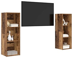 TV szekrény garnitúra 2 pcs Régi fa 107 x 35 x 37 cm Faanyag