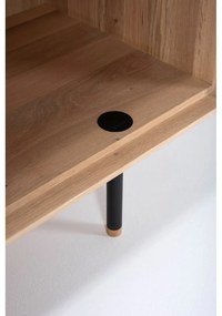 Fekete-natúr színű tölgyfa alacsony komód 118x100 cm Fina – Gazzda