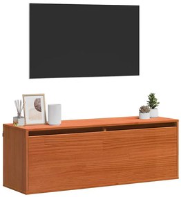 Fali Szekrény ajtóval Viaszbarna 100 x 30 x 35 cm Tömör fenyőfa