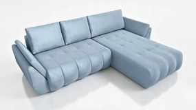 Kék Összecsukható Sarokülőgarnitúra Alvás Funkcióval Faro 280 CM Velúr DL