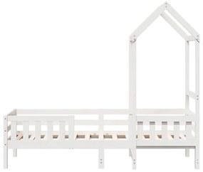fehér tömör fenyőfa ágykeret tetővel 100 x 200 cm