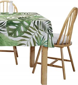 Abrosz Asztalra Boho Monster Levelek Pamut Zöld 140X280