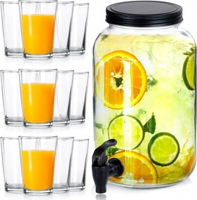 Italtartó tégely üveg csaptelep poharak 3,2L