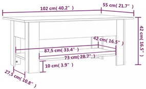 betonszürke szerelt fa dohányzóasztal 102 x 55 x 42 cm
