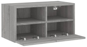 szürke sonoma színű szerelt fa fali TV-szekrény 60 x 30 x 30 cm