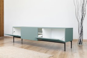 Nicole 200 cm-es TV-szekrény - zsálya MDF / fekete lábak