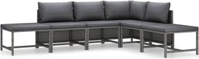 vidaXL 6 részes szürke polyrattan kerti ülőgarnitúra párnákkal