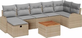 vidaXL Kerti Kanapé Szett párnával tárolóval 8 pcs Bézs polirattan
