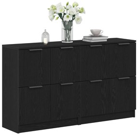 2 db-os fekete tölgy komód 60x30x70 cm szerelt fa