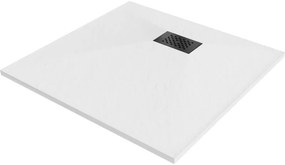 Mexen Hugo négyzet alakú SMC 90 x 90 cm-es zuhanytálca, fehér, fekete burkolat - 42109090-B