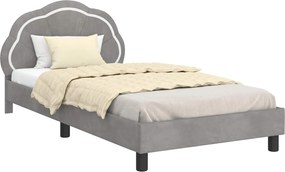 vidaXL Gyerekágy kerettel Világosszürke 80 x 200 cm Bársony