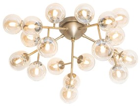 Art Deco mennyezeti lámpa bronz színben borostyán üveggel 20 lámpás - Bianca