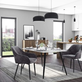 étkezőszék, bársony kárpitozott szék kartámasszal, szürke