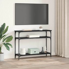 vidaXL Konzolasztal polcokkal Fekete tölgy 100 x 29 x 75 cm Faanyag