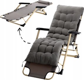 Napozóágy Összecsukható Kerti Strandfotel Párnával Szürke