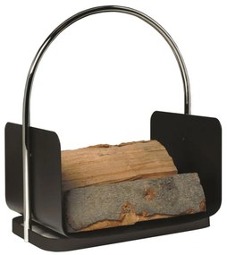 Fém tűzifa kosár fogantyúval, 50x41 cm, fekete