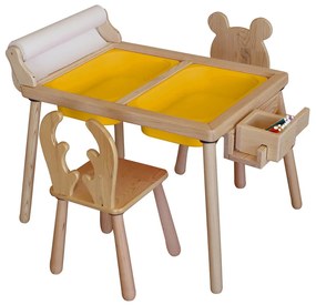 Gyerekasztal székekkel Roll and 2 Chairs - Yellow