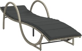 vidaXL világosszürke polyrattan napozóágy párnával 60x199x42 cm