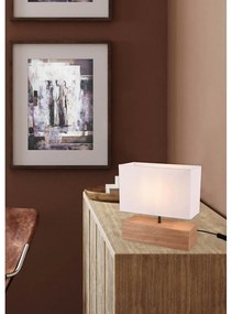 Fehér-natúr színű asztali lámpa textil búrával (magasság 30 cm) Woody – Trio