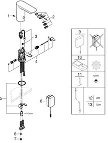 GROHE 36453000 - Infra elektromos mosdócsaptelep BAU COSMOPOLITAN E 123 mm króm