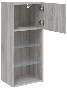 2 db szürke sonoma színű TV-szekrény LED-ekkel 40,5x30x90 cm