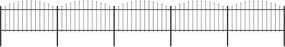 vidaXL fekete acélkerítés lándzsás tetejű szegéllyel 892,5 x 150 cm