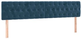 sötétkék bársony LED-es fejtámla 200 x 7 x 78/88 cm