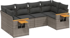 vidaXL 6 részes szürke polyrattan kerti ülőgarnitúra párnákkal