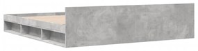 betonszürke szerelt fa ágykeret fiókokkal 200 x 200 cm