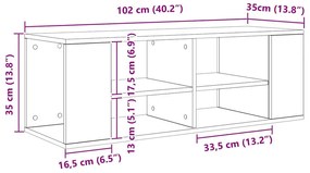 Fali TV szekrény Musta tammi 102 x 35 x 35 cm Faanyag