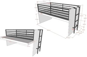 Fehér galéria gyerekágy íróasztallal, ágyráccsal 90x200 cm Sam – Vipack
