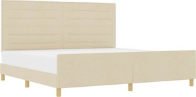 vidaXL Ágykeret fejtámlával Krém 200 x 200 cm szövet