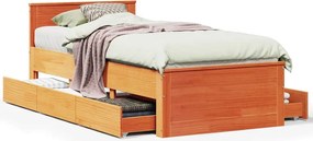 vidaXL barna tömör fenyőfa fejtámlás ágykeret matrac nélkül 75x190 cm