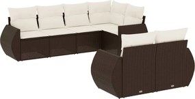 vidaXL 7 részes barna polyrattan kerti ülőgarnitúra párnákkal