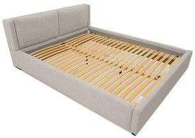 Világosszürke kárpitozott franciaágy ágyráccsal 140x200 cm Dreamer – Scandic