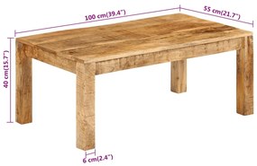 tömör mangófa dohányzóasztal 100 x 55 x 40 cm