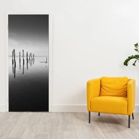 Fotótapéta ajtóra - Fekete-fehér vízfelület (95x205cm)