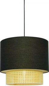 Aca Lighting függeszték 2XE27 Nisyros fekete textil+rattan ÁTM40xM150CM T
