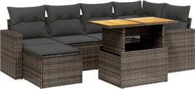 vidaXL 7 részes szürke polyrattan kerti ülőgarnitúra párnákkal