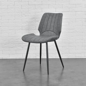 [en.casa] Étkezőszék Pohorje 2 darabos párnázott műbőr design szék szett 77 x 57,5 x 46 cm sötétszürke