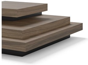 Fekete-natúr színű dohányzóasztal diófa dekorral 110x110 cm Slate – TemaHome