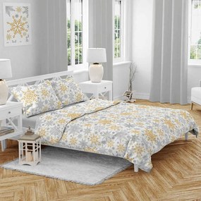 Karácsonyi Arany pehely pamut ágyneműhuzat TiaHome - 1x Párna 90x70cm, 1x Paplan 140x200cm