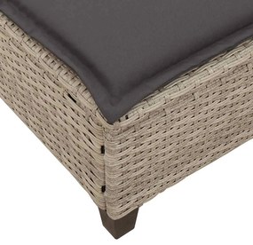 világosszürke polyrattan napozóágy párnákkal 55x200x25,5 cm