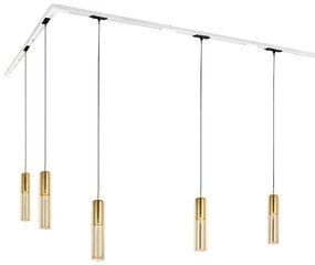 Modern sínrendszer 5 arany függőlámpa foglalattal, 1 fázisú - Iconic Lloyd